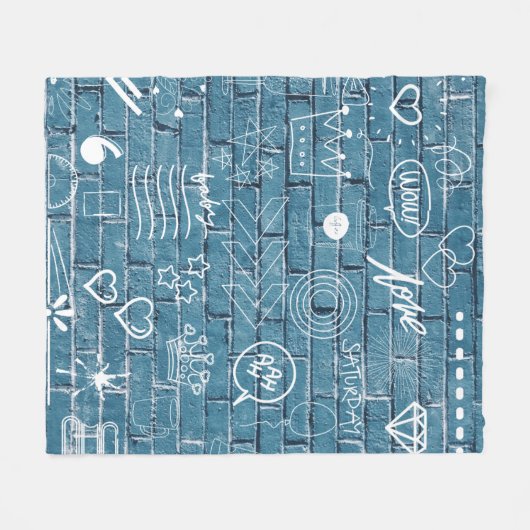 Schöne Graffiti auf der Mauer Grüne Kalligrafie Fleecedecke (Vorderseite (Horizontal))