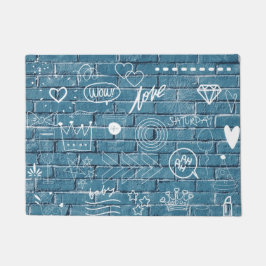 Schöne Graffiti auf der Mauer Grüne Kalligrafie Fußmatte