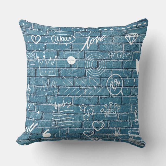 Schöne Graffiti auf der Mauer Grüne Kalligrafie Kissen (Vorderseite)