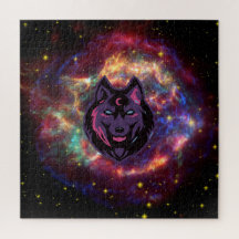 Schöne grafische Wolfskunst, Galaxie Hintergrund