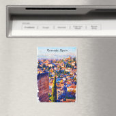Schöne Granada Spanien Watercolor Ansicht Magnet (In Situ (Geschirrspüler))