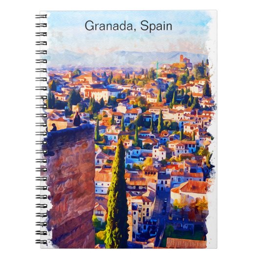 Schöne Granada Spanien Watercolor Ansicht Notizblock (Vorderseite)
