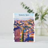 Schöne Granada Spanien Watercolor Ansicht Postkarte (Stehend Vorderseite)