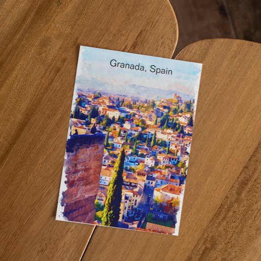 Schöne Granada Spanien Watercolor Ansicht Postkarte