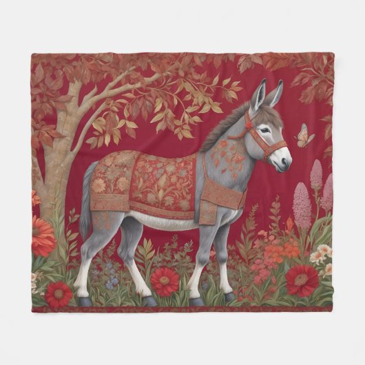 Schöne Grau-Donkey-Rote Landschaft Fleecedecke (Vorderseite (Horizontal))
