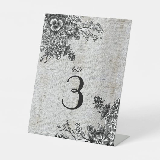 Schöne grau-schwarze künstlerische Tischnummer Sockelschild (Vorderseite)