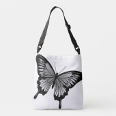 Schöne graue Butterfly Cross Body Tote Bag Tragetaschen Mit Langen Trägern (Rückseite)