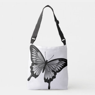 Schöne graue Butterfly Cross Body Tote Bag Tragetaschen Mit Langen Trägern