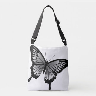 Schöne graue Butterfly Cross Body Tote Bag Tragetaschen Mit Langen Trägern