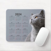 Schöne graue Katze 2024 Kalender Maus Pad Mousepad (Mit Mouse)