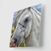 Schöne graue Pferdeuhr Quadratische Wanduhr (Winkel)