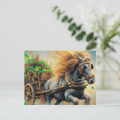 Schöne graue Sinti und Roma Vanner Pulling Cart Kl Postkarte (Stehend Vorderseite)