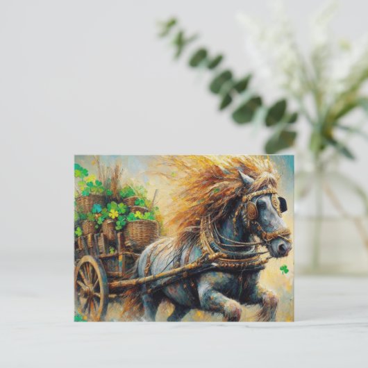 Schöne graue Sinti und Roma Vanner Pulling Cart Kl Postkarte (Stehend Vorderseite)