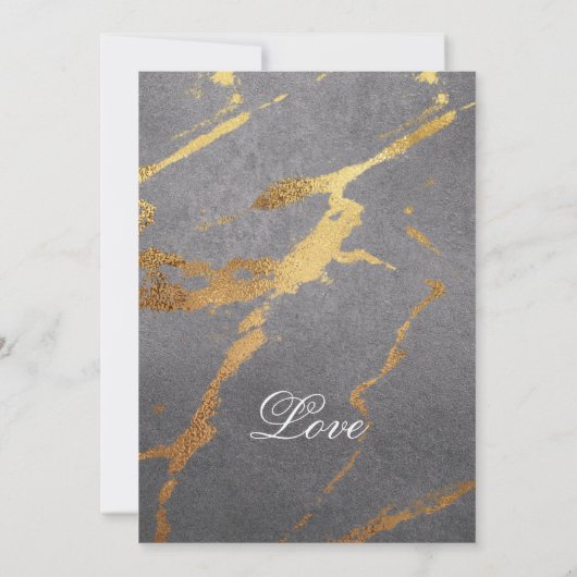 Schöne graue und goldene Marmorhochzeit Ankündigung (Rückseite)