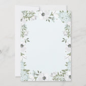 Schöne graue und weiße Blume auf blau| Taufe Einladung (Rückseite)