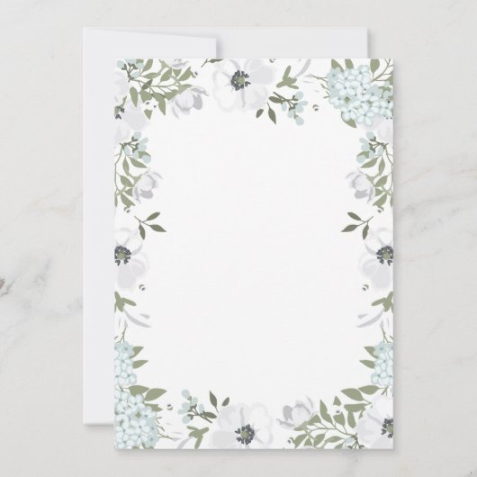 Schöne Graue und weiße Flora| Foto Taufe Dankeskarte (Rückseite)