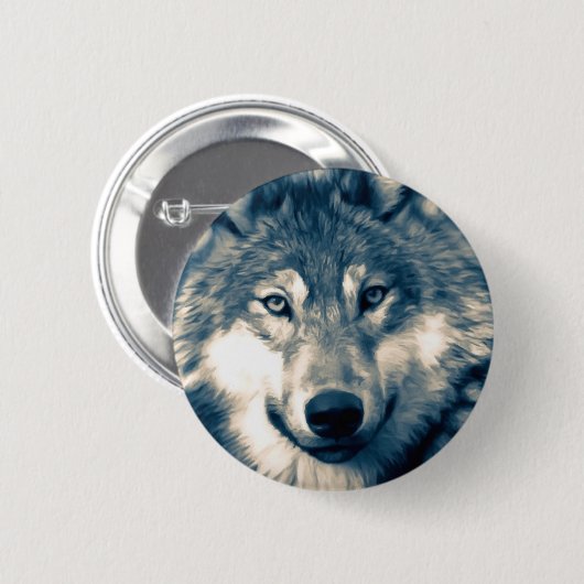 Schöne graue Wolf Woodland Wildlife Button (Vorne & Hinten)