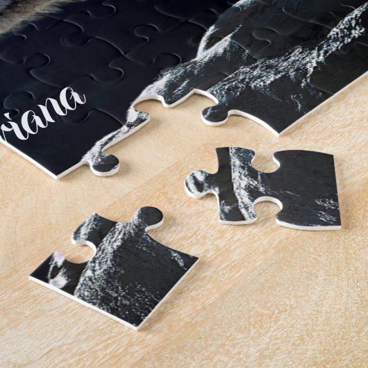 Schöne graue Wölfe nachts Puzzle (Seite)