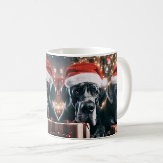 Schöne Great Dane Hunde Weihnachten Kunst Kaffeetasse (VorderseiteRechts)