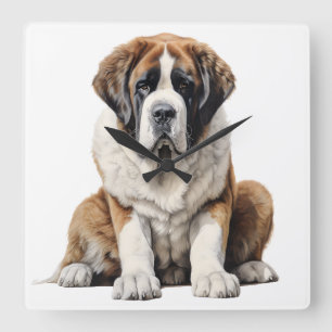 SCHÖNE GROSSE SAINT BERNARD DOG QUADRATISCHE WANDUHR