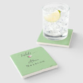 Schöne Grünanlage Hochzeitsgrün Blume Herz Steinuntersetzer (Seitenansicht)