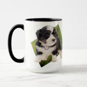 Schöne grüne Bernedoodle Welpe Art Tasse (Links)