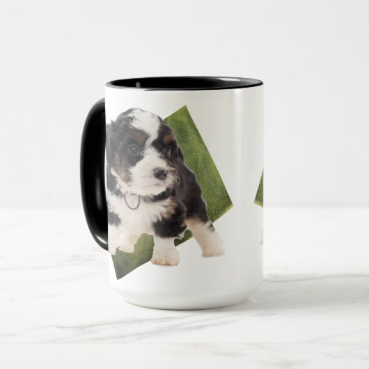 Schöne grüne Bernedoodle Welpe Art Tasse (Vorderseite Links)