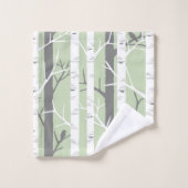 Schöne Grüne Birkenbaum Natur Badhandtuch Set (Waschlappen)
