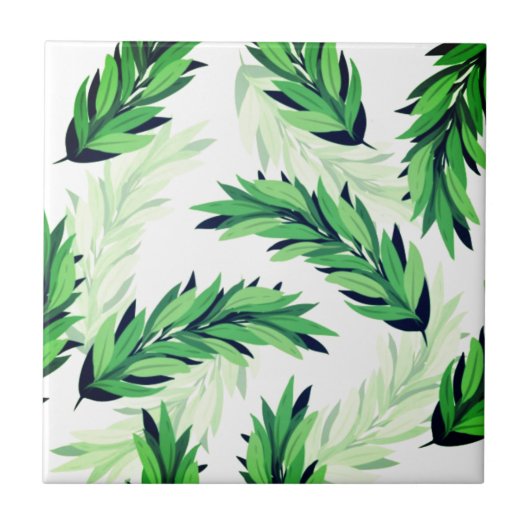 Schöne grüne Blätter Fliese (Vorderseite)