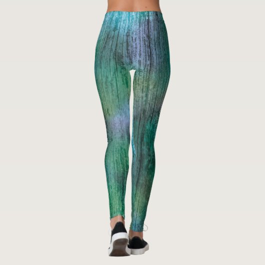 Schöne grüne blaue Regenbogen Textur Boho Farben Leggings (Rückseite)