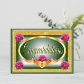 Schöne grüne Blumen Design gratulieren Einladung (Stehend Vorderseite)