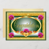 Schöne grüne Blumen Design gratulieren Einladung (Vorne/Hinten)