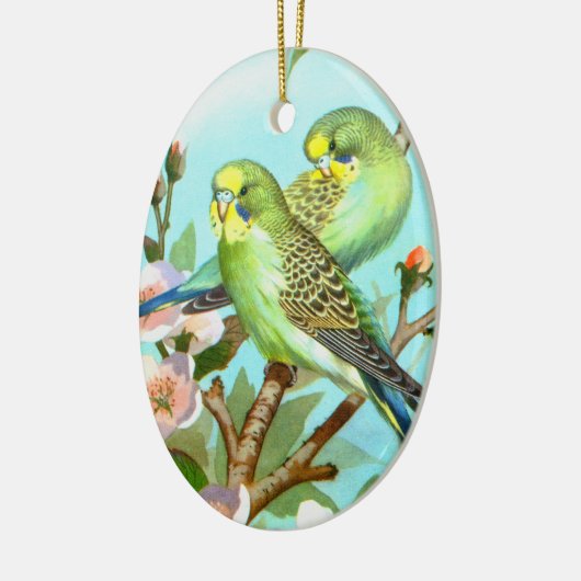 Schöne, grüne Budgien Keramik Ornament (Links)