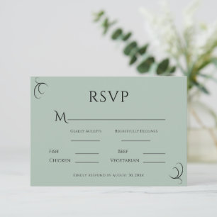 Schöne grüne einfache moderne Hochzeit RSVP Karte