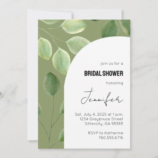 Schöne grüne Eukalyptus-Blätter Einladung (Vorderseite)