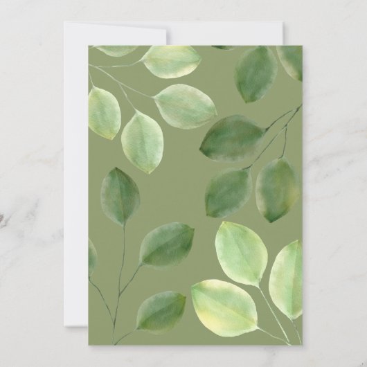 Schöne grüne Eukalyptus-Blätter Einladung (Rückseite)