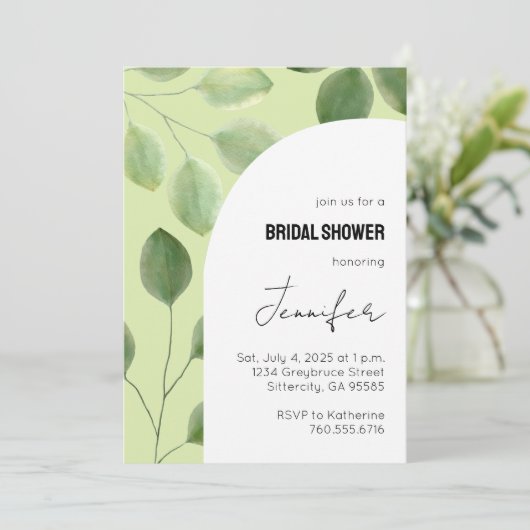 Schöne grüne Eukalyptus-Blätter Einladung (Stehend Vorderseite)