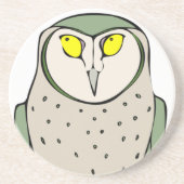 Schöne grüne Eule in Weiß Sandstein Untersetzer (Vorne)