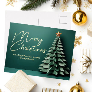 Schöne grüne frohe Weihnachtsbaum Gold Folien Feiertagspostkarte