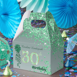 Schöne grüne Glitter-Schleife 30. Geburtstag Geschenkschachtel