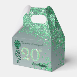 Schöne grüne Glitter-Schleifen zum 20. Geburtstag Geschenkschachtel