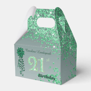 Schöne grüne Glitter-Schleifen zum 21. Geburtstag Geschenkschachtel