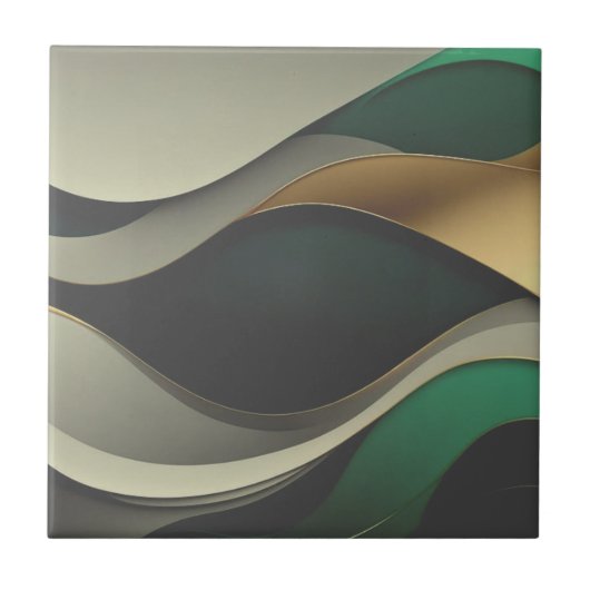 Schöne grüne goldene Zuhause-Fliesen Fliese (Vorderseite)