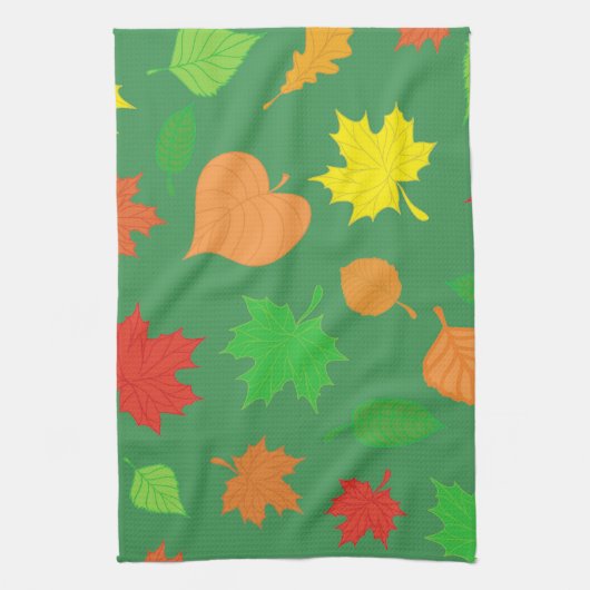 Schöne grüne Herbstleaves Geschirrtuch (Vertikal)