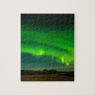 Schöne grüne Island-Nordlichter Puzzle