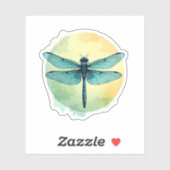 Schöne grüne Libelle Aufkleber (Blatt)