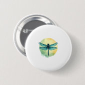 Schöne grüne Libelle Button (Vorne & Hinten)