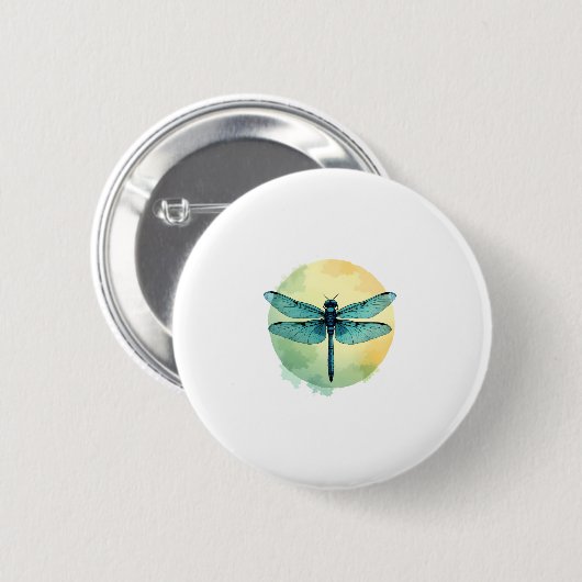 Schöne grüne Libelle Button (Vorne & Hinten)