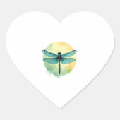 Schöne grüne Libelle Herz-Aufkleber (Vorderseite)
