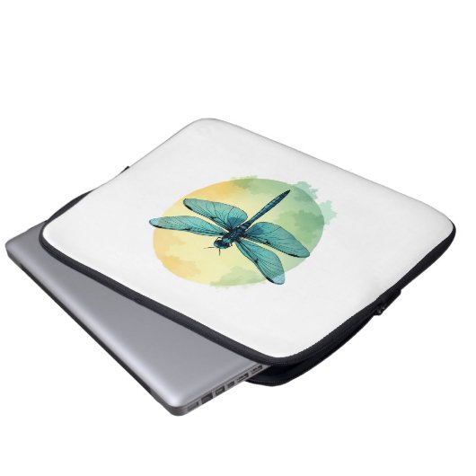 Schöne grüne Libelle Laptopschutzhülle (Vorne Knopf)
